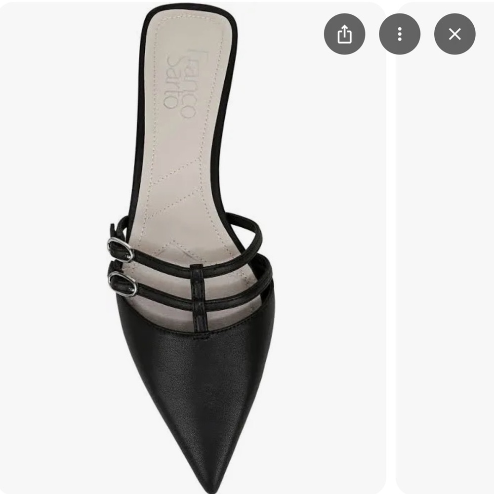 Franco Sarto Black Double-Strap Pointed Mules